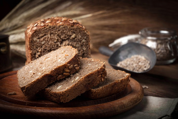 Wholemeal bread with sunflower seeds.