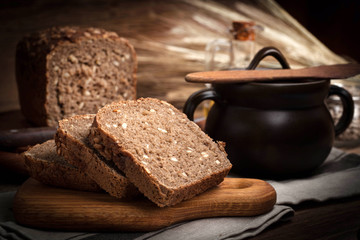 Wholemeal bread with sunflower seeds.