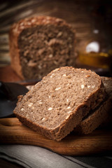 Fototapeta na wymiar Wholemeal bread with sunflower seeds.