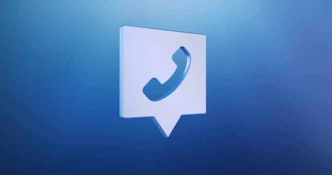 Animated Phone Message Blue 3d Icon Loop Modules for edit with alpha matte
