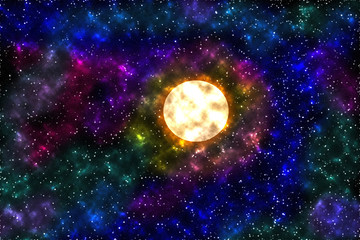 Space, light and interstellar nebulae Concept.