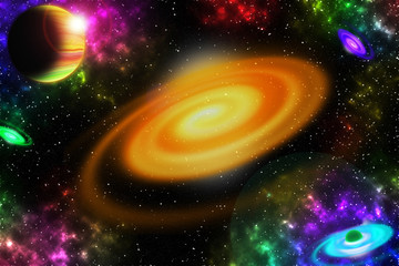 Space, light and interstellar star and nebulae Concept.