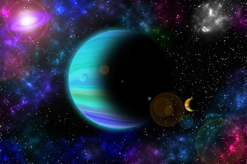 Space, light and interstellar star and nebulae Concept.