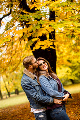 Couple in the autumn park