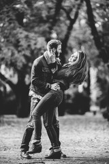 Couple in the autumn park