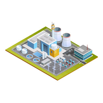 Isometric Image Of Nuclear Station