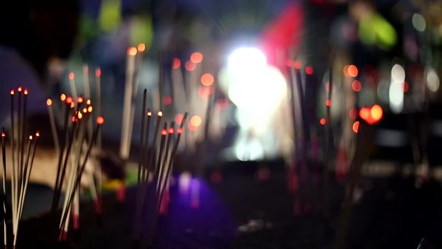 Incense smoke floats