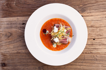 meat meal in a white plate
