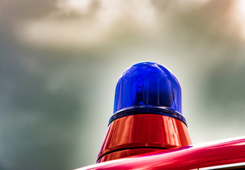 Blue light of a fire truck oldtimer
