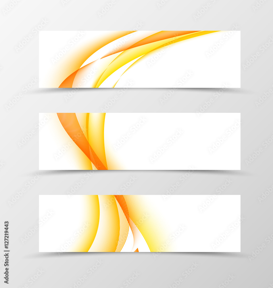 Poster Set of header banner wavy design