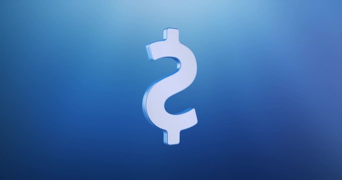 Animated Dollar Sign Blue 3d Icon Loop Modules for edit with alpha matte
