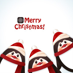 Funny penguins. Winter background Cloud Dancer Color of the Year 2026