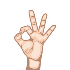 human hand with number gesture  expression over white background. colorful design. vector illustration