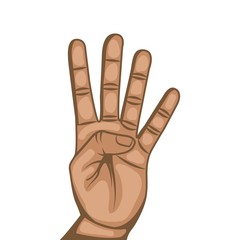 Fototapeta premium human hand with number gesture expression over white background. colorful design. vector illustration