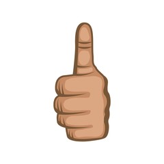human hand with finger up good gesture  over white background. colorful design. vector illustration