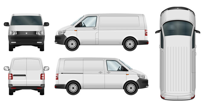 Car vector template. Cargo minivan isolated on white background. All elements in groups on separate layers. The ability to easily change the color.