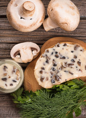 Processed mushrooms cheese