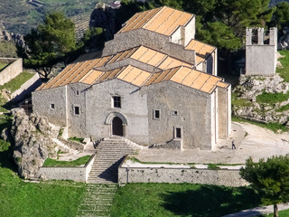 Fototapeta na wymiar Aerial view of a church in Caltabellotta, small village Sicily