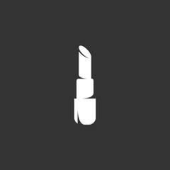 Lipstick logo on black background. Vector icon