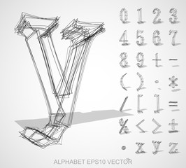 Fototapeta na wymiar Vector illustration of a sketched Numbers And Mathematical Symbols. Hand drawn 3D Numbers And Mathematical Symbols.