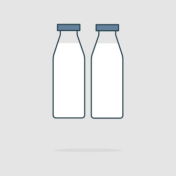 Milk bottle color thin line icon.Vector illustration