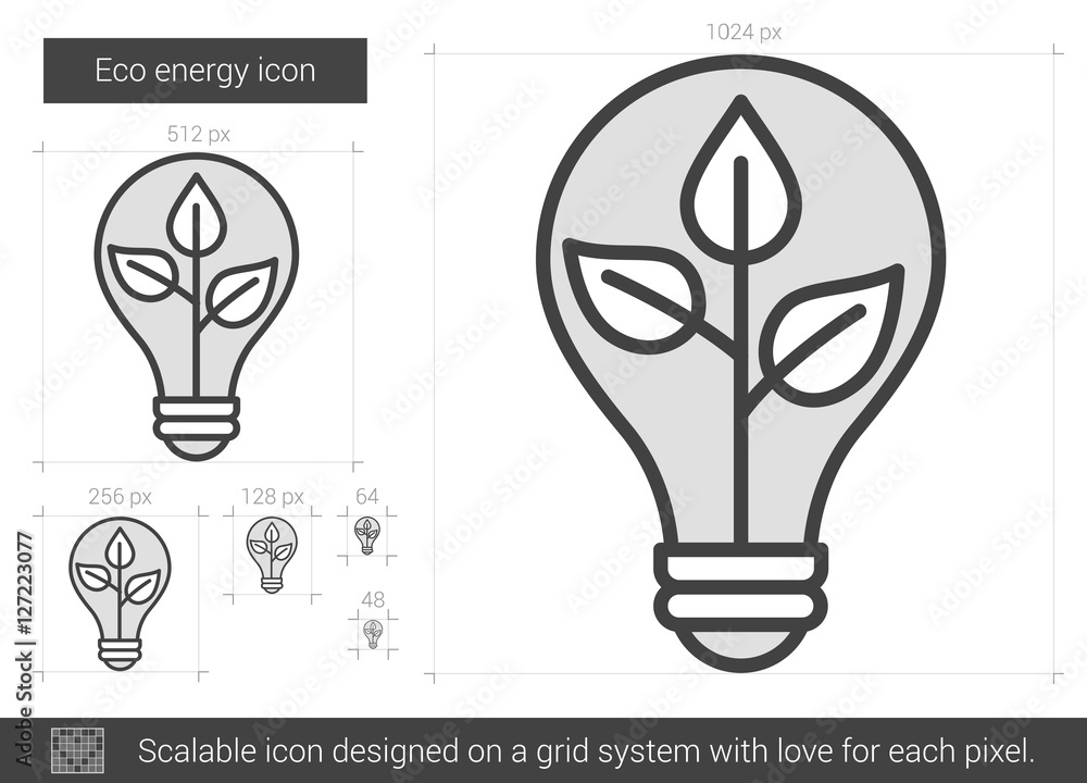 Sticker eco energy line icon.