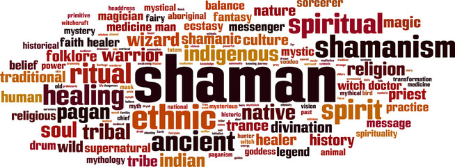 Shamanism word cloud concept. Vector illustration