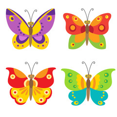 Set Of Simple Flying Butterfly. Butterfly Vector Set Icons. Colorful Butterfly Set. Flying Butterfly Toy. Butterfly Model.