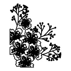 Flowers silhouette icon. Decoration rustic garden floral nature plant and spring theme. Isolated design. Vector illustration