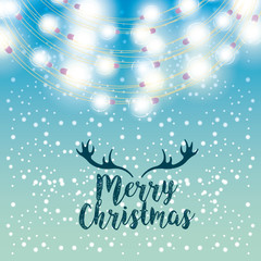 merry christmas card with lights decoration icons. colorful design. vector illustration