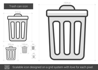 Trash can line icon.