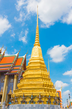 Beautiful golden pagoda in Thai temple.