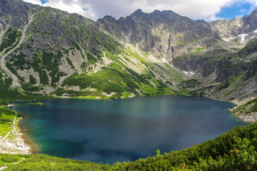 Naklejka na ściany i meble Beautiful landscape of mountain lake. High Tatras. Poland