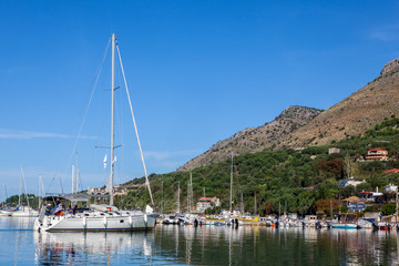 Fototapeta na wymiar sailing yacht in the port