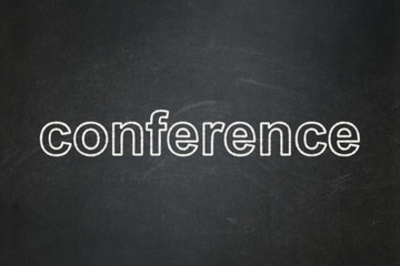 Business concept: Conference on chalkboard background