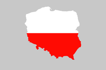 Map of Poland on a grey background