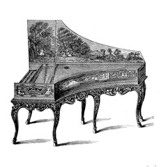Gran piano XVIII century, vintage engraving