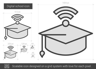 Digital school line icon.