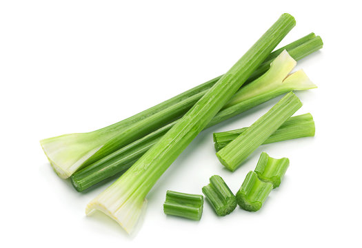 Celery leaf on white