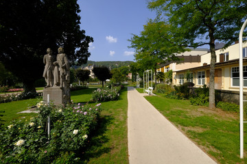 Fototapeta na wymiar Stadtansicht und Kurpark des Staatsbades Bad Kissingen, Unterfranken, Bayern, Deutschland