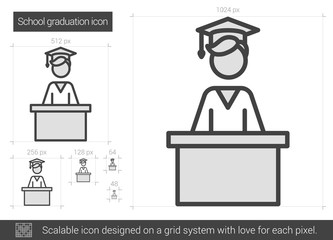 School graduation line icon.