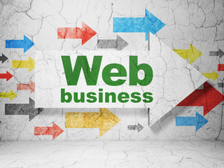 Web design concept: arrow with Web Business on grunge wall background