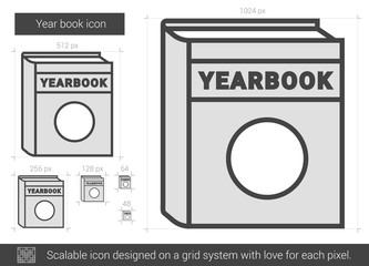 Year book line icon.