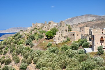 Fototapeta premium Vatheia - a stone-tower settlement on the Mani Peninsula