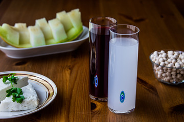 Turkish Drink Raki with Salgam / Turnip water and white chickpea