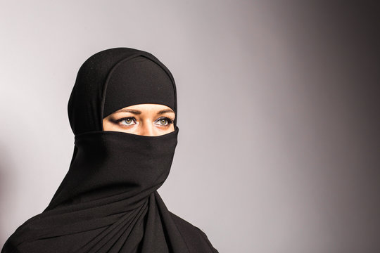 Young Arabian Woman In Hijab Or Niqab.