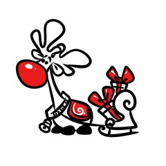 Christmas gifts deer sled cartoon illustration isolated image animal character 