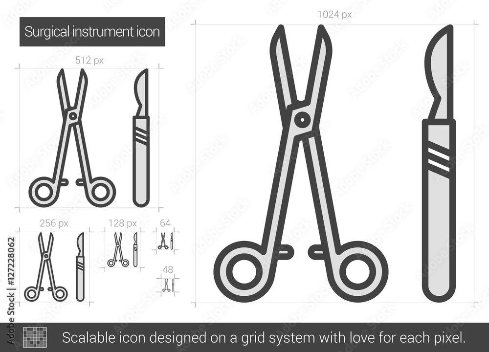 Canvas Prints surgical instruments line icon.