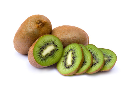 Kiwi fruit on white background