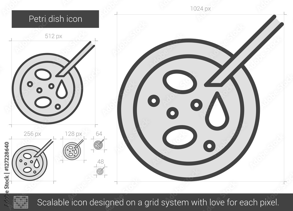 Poster petri dish line icon.